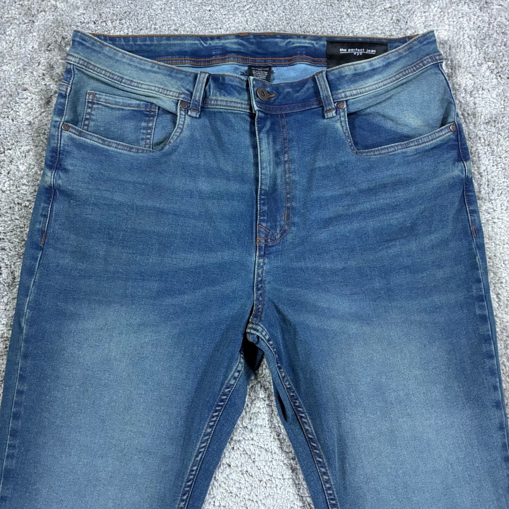 The Perfect Jean NYC Slim Thick Jeans Mens 36x30 Medium Wash Blue Stretch Denim - Picture 2 of 10